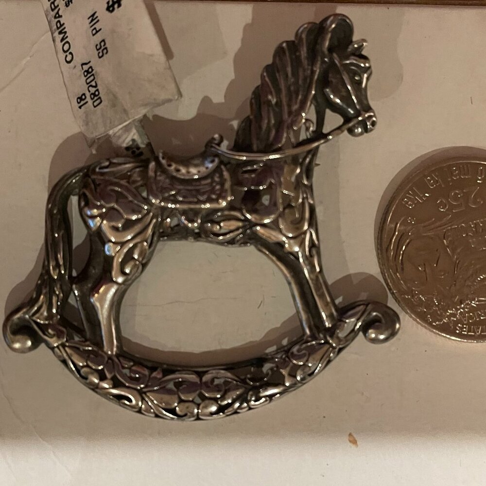 Vintage Sterling silver rocking horse pin